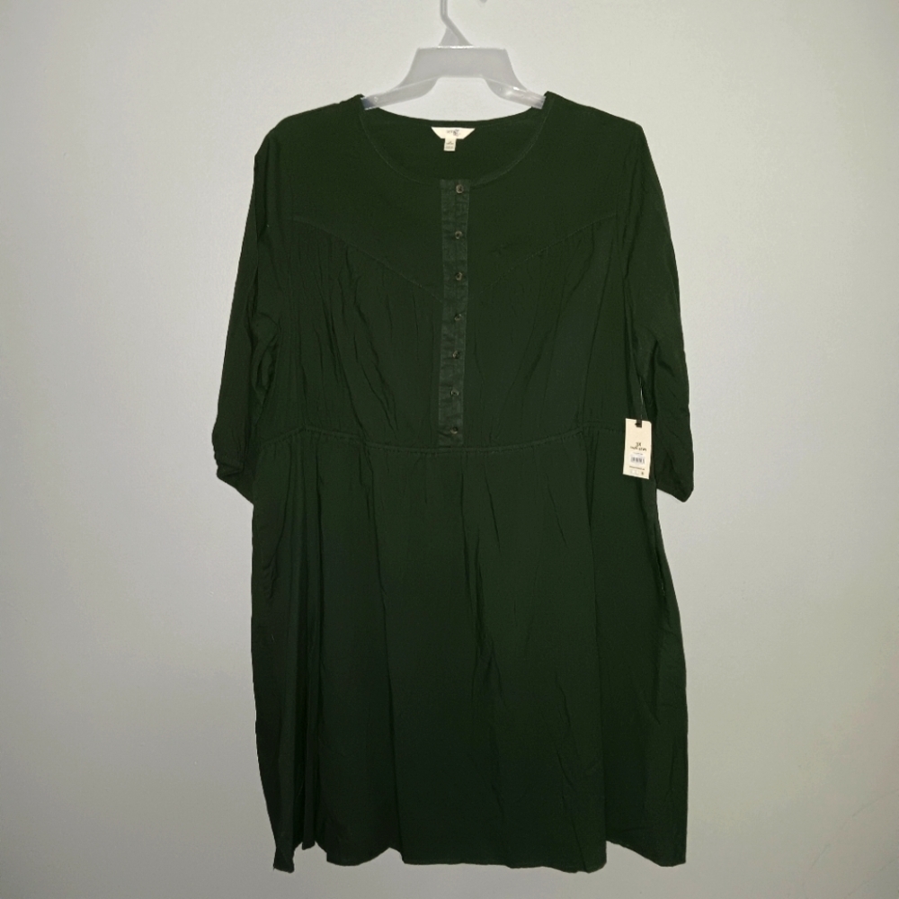 Terra and sky women's dress size 3X green with pockets